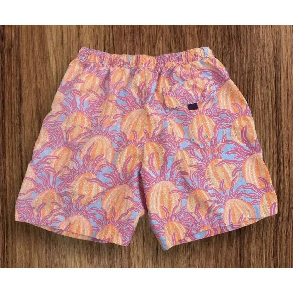 Vineyard Vines‎ Swim Shorts Mens L Sea Urchin Chappy Orange Pink Floral Trunks